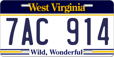 WV license plate 7AC914