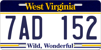 WV license plate 7AD152