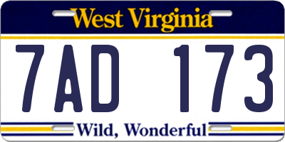 WV license plate 7AD173