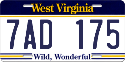 WV license plate 7AD175