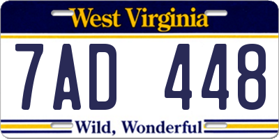 WV license plate 7AD448