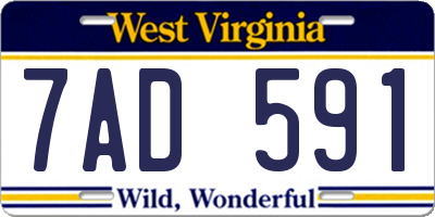 WV license plate 7AD591