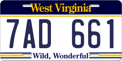 WV license plate 7AD661