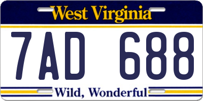 WV license plate 7AD688