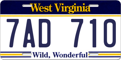 WV license plate 7AD710