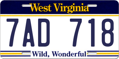 WV license plate 7AD718