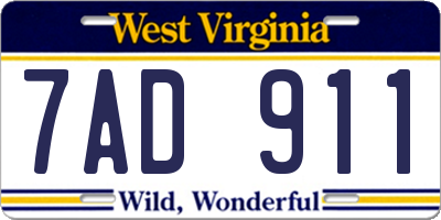 WV license plate 7AD911