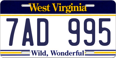 WV license plate 7AD995