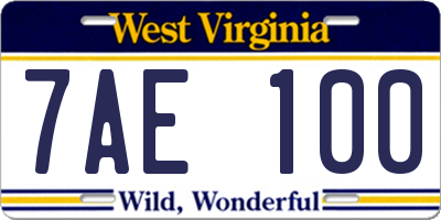 WV license plate 7AE100