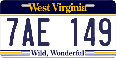 WV license plate 7AE149
