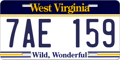 WV license plate 7AE159