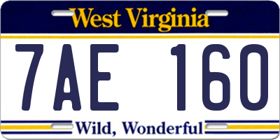 WV license plate 7AE160