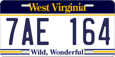 WV license plate 7AE164