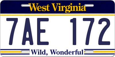 WV license plate 7AE172
