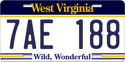 WV license plate 7AE188