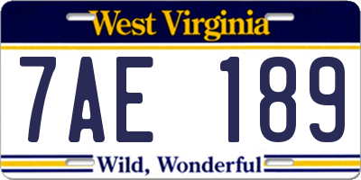 WV license plate 7AE189