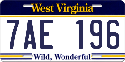 WV license plate 7AE196