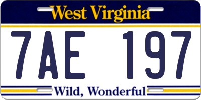 WV license plate 7AE197
