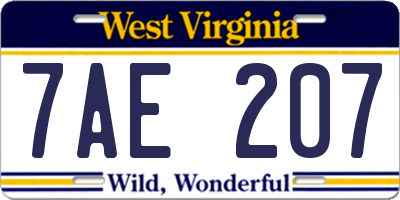 WV license plate 7AE207