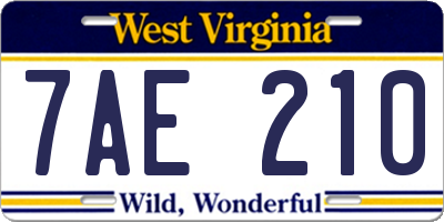WV license plate 7AE210