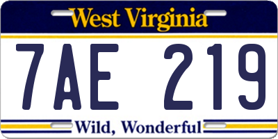 WV license plate 7AE219