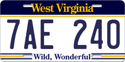 WV license plate 7AE240