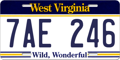 WV license plate 7AE246