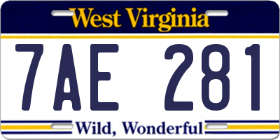 WV license plate 7AE281