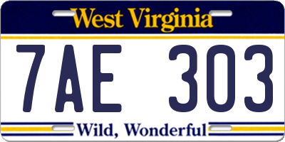 WV license plate 7AE303