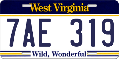 WV license plate 7AE319