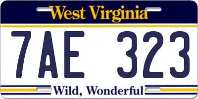 WV license plate 7AE323