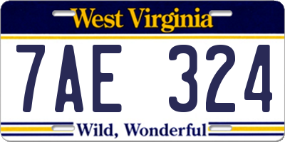 WV license plate 7AE324