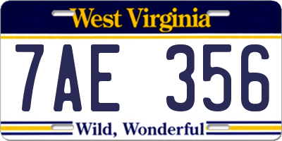 WV license plate 7AE356