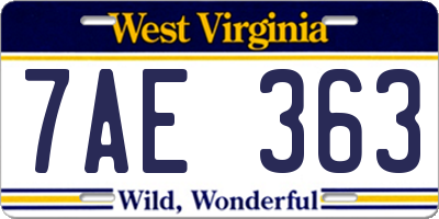 WV license plate 7AE363