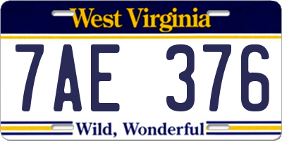 WV license plate 7AE376