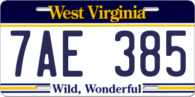 WV license plate 7AE385