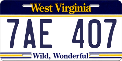 WV license plate 7AE407