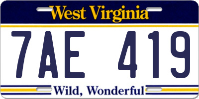 WV license plate 7AE419