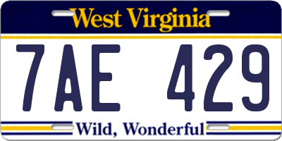 WV license plate 7AE429