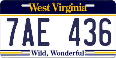 WV license plate 7AE436