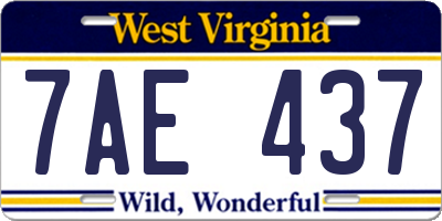WV license plate 7AE437