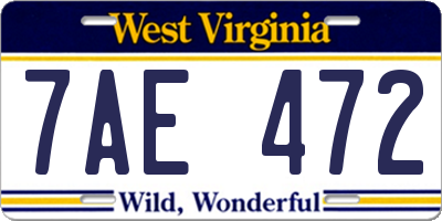 WV license plate 7AE472