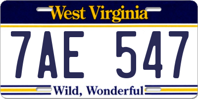 WV license plate 7AE547