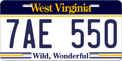 WV license plate 7AE550