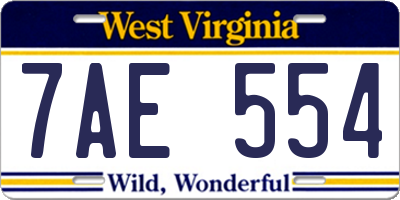WV license plate 7AE554