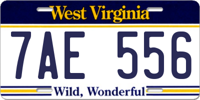 WV license plate 7AE556