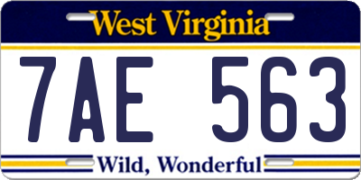 WV license plate 7AE563