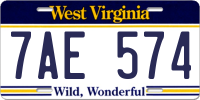 WV license plate 7AE574