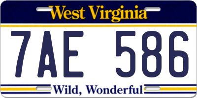 WV license plate 7AE586