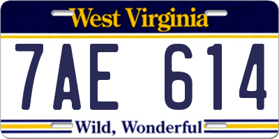 WV license plate 7AE614
